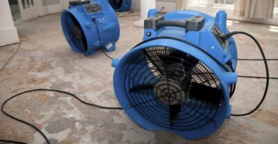 Drying fan on a wet floor
